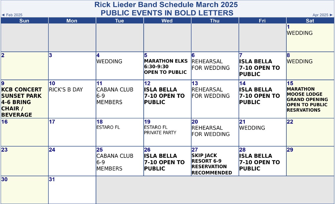 March Calendar